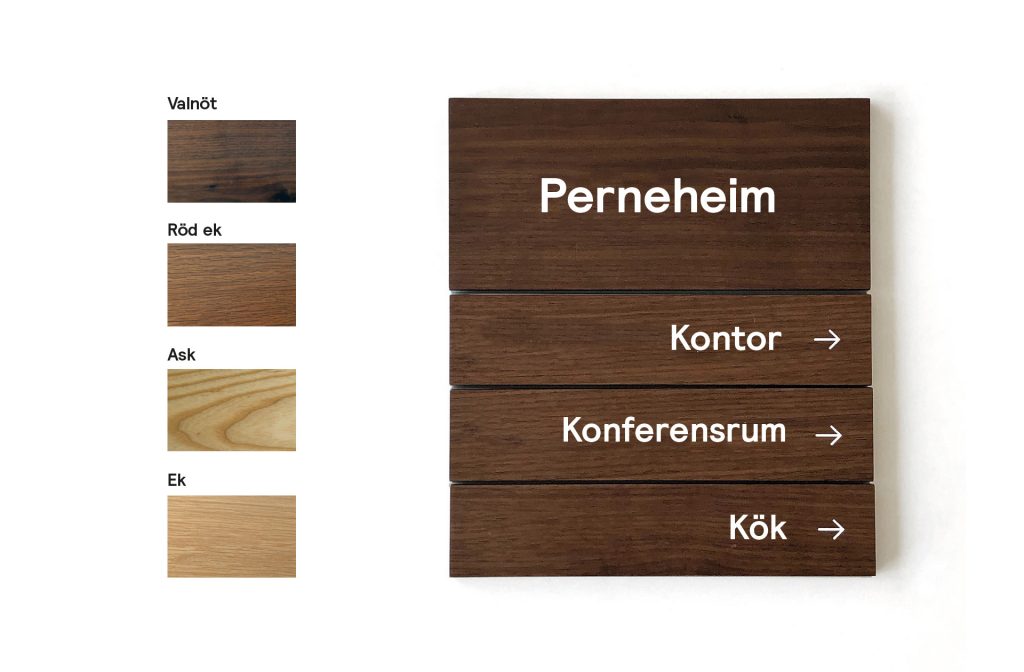 Woodsigns i olika träformat.