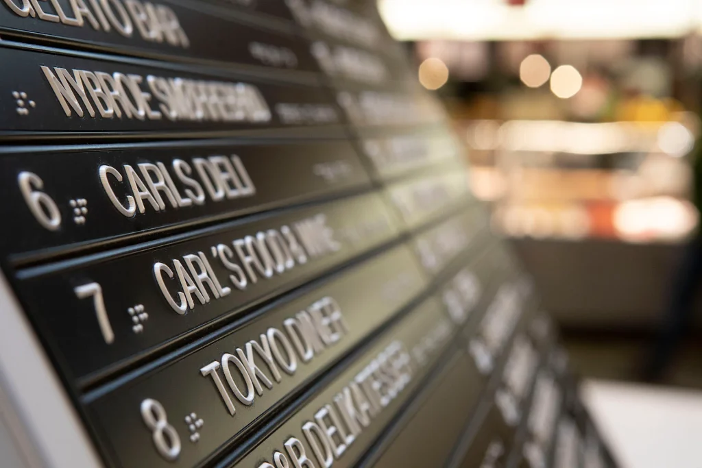 Ledstråk på Östermalms saluhall i Stockholm.