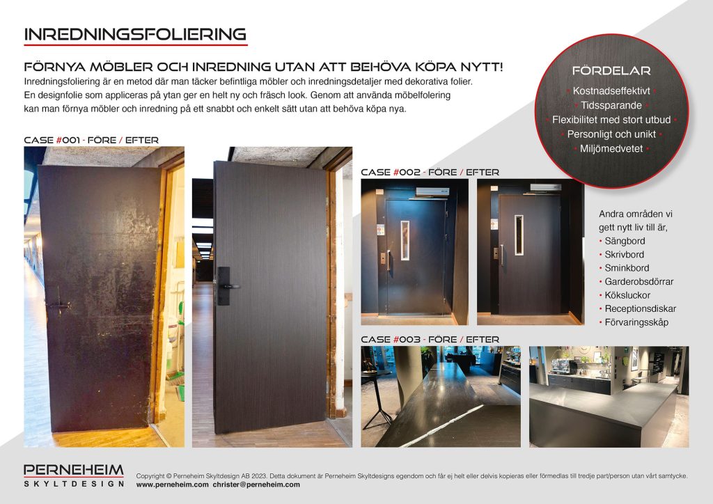 en presentation av möbelfoliering